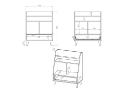 Petits-Meubles Biblioteca*Biblioteca 1 gaveta Alycia - cinzento - efeito madeira 90cm Bege
