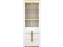 Petits-Meubles Biblioteca*Biblioteca 3 gavetas Helios branco e madeira 202cm Natural claro