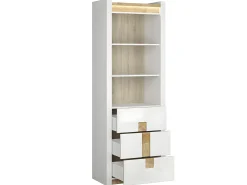 Petits-Meubles Biblioteca*Biblioteca 3 gavetas Helios branco e madeira 202cm Natural claro