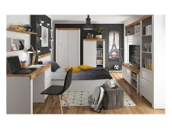 Discount Biblioteca 3 gavetas Hella branco e madeira 203cm Biblioteca