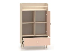 Biblioteca 1 porta 1 gaveta Alycia - rosa coral - efeito madeira 132cm*Petits-Meubles Online