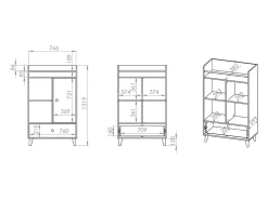 Biblioteca 1 porta 1 gaveta Alycia - cinzento - efeito madeira 132cm^Petits-Meubles Online