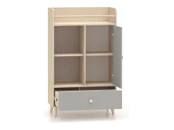 Biblioteca 1 porta 1 gaveta Alycia - cinzento - efeito madeira 132cm^Petits-Meubles Online
