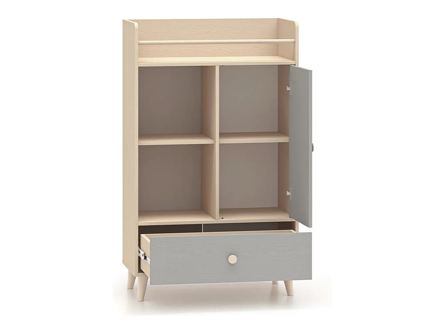 Biblioteca 1 porta 1 gaveta Alycia - cinzento - efeito madeira 132cm^Petits-Meubles Online