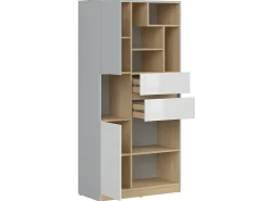 Biblioteca 2 portas 2 gavetas Pop e branco 164cm^Petits-Meubles Outlet