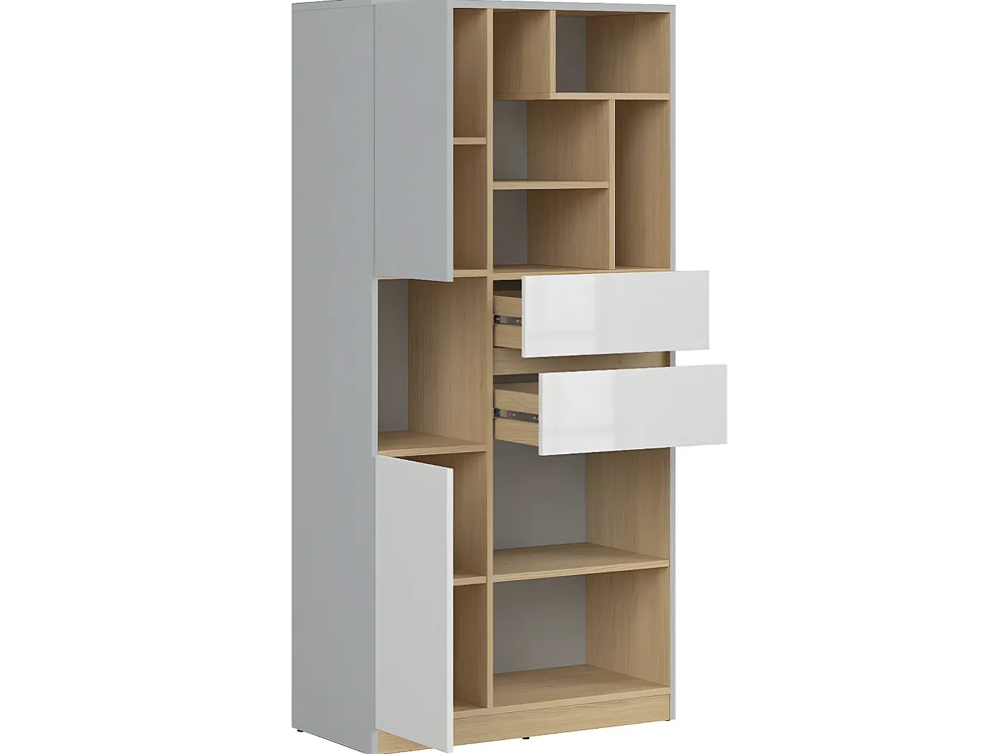 Biblioteca 2 portas 2 gavetas Pop e branco 164cm^Petits-Meubles Outlet