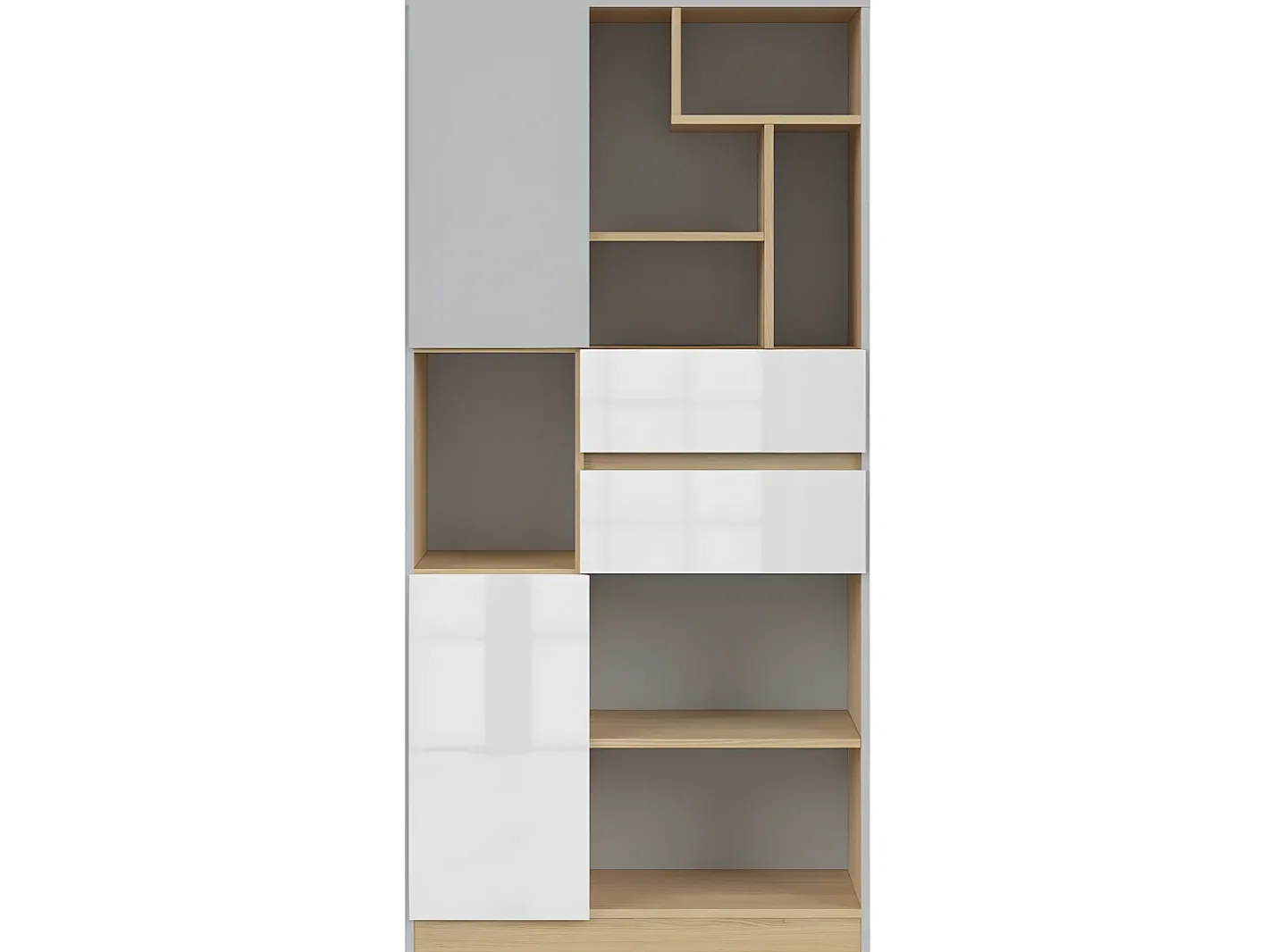 Biblioteca 2 portas 2 gavetas Pop e branco 164cm^Petits-Meubles Outlet