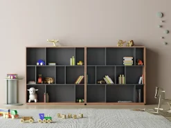 Best Biblioteca 3 prateleiras - A117cm x C119cm x P32cm nogueira e antracite - Nack Biblioteca