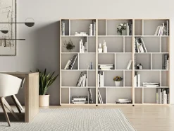 Biblioteca 5 prateleiras - A191cm x C80cm x P32cm carvalho e branco - Nack*Herdasa Online