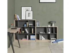 Herdasa Biblioteca*Biblioteca 2 prateleiras - A80cm x C119cm x P32cm carvalho e antracite - Nack Cinzento claro