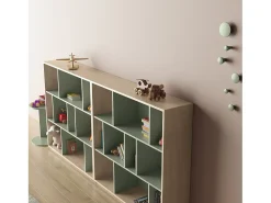 Biblioteca 3 prateleiras - A117cm x C119cm x P32cm carvalho e verde - Nack*Herdasa Discount