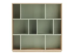 Biblioteca 3 prateleiras - A117cm x C119cm x P32cm carvalho e verde - Nack*Herdasa Discount