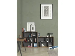 New Biblioteca 2 prateleiras - A80cm x C119cm x P32cm nogueira e antracite - Nack Biblioteca