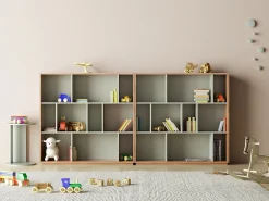 Biblioteca 3 prateleiras - A117cm x C119cm x P32cm nogueira e - Nack*Herdasa Sale