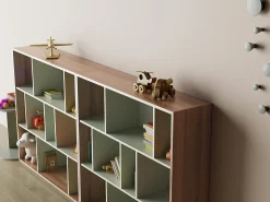 Biblioteca 3 prateleiras - A117cm x C119cm x P32cm nogueira e - Nack*Herdasa Sale