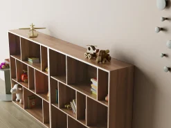 Biblioteca 3 prateleiras - A117cm x C119cm x P32cm nogueira - Nack^Herdasa Online