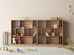 Biblioteca 3 prateleiras - A117cm x C119cm x P32cm nogueira - Nack^Herdasa Online