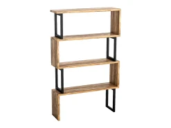 Vente-unique Biblioteca*Biblioteca com 3 prateleiras em metal natural claro e preto - ROVENI Preto / Natural claro