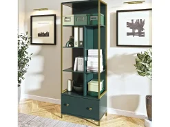 Biblioteca design com muitos compartimentos na cor e dourado, coleção DOUGLAS.^Meublorama Sale