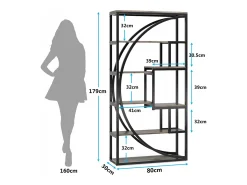 Clearance Biblioteca Industrial de 5 Níveis, Biblioteca com 180 cm de Altura com 8 Prateleiras de Armazenamento Abertas Biblioteca