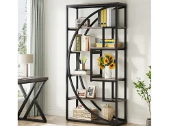 Clearance Biblioteca Industrial de 5 Níveis, Biblioteca com 180 cm de Altura com 8 Prateleiras de Armazenamento Abertas Biblioteca