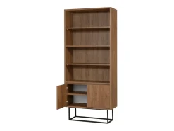Biblioteca Industrial de Madeira e Preto com 6 Prateleiras e Pés de Metal^Concept-Usine Outlet