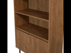 Biblioteca Industrial de Madeira e Preto com 6 Prateleiras e Pés de Metal^Concept-Usine Outlet