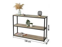 Bibliothèque 3 niveaux collection RANONG – Style industriel, coloris chêne et noir^Meublorama Discount