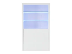 Buffet alto para sala 100x35x170 cm - vitrines com iluminação LED - tampo de vidro temperado -^ModernLuxe Discount