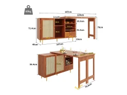 Buffet, Móveis de Bar Rotativo Extensível - MDF - Com Armazenamento Diversos -^ModernLuxe New