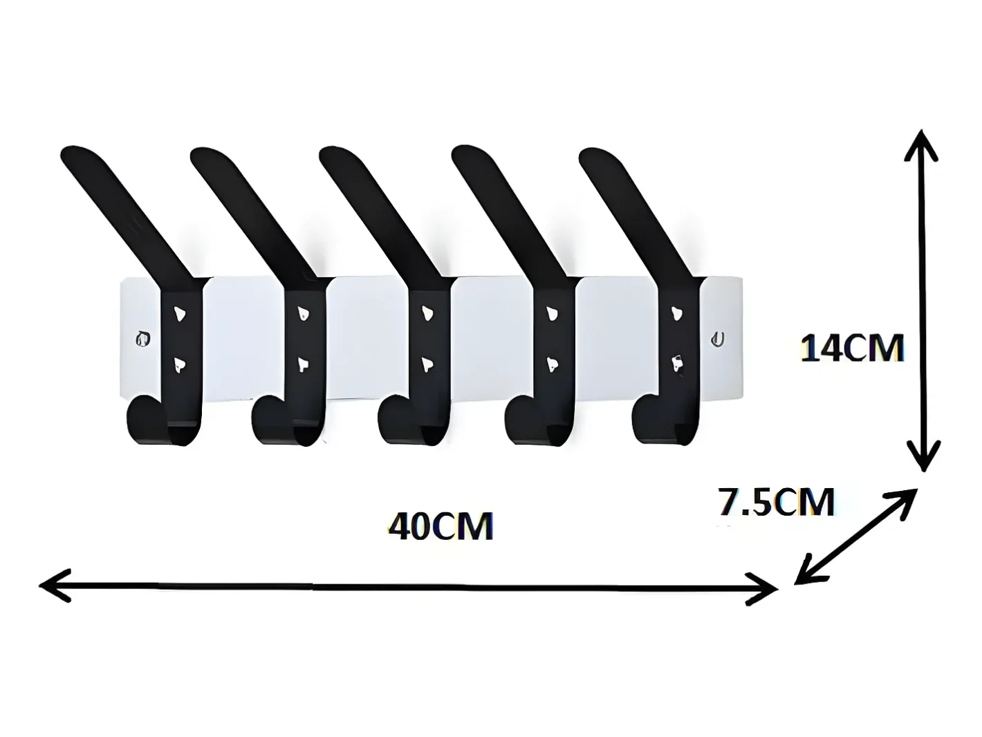Cabide de parede - metal - prata e preto - JERINA^Casa Vital Outlet