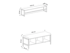 Cabide de Parede em Madeira e Preto com 3 Nichos TORUN^Concept-Usine Clearance