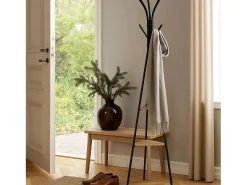 Five Cabide De Pé*Cabide Jano com 6 ganchos e 2 prateleiras, estilo industrial, , 175 cm Preto