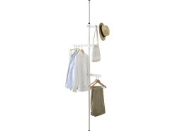Helloshop26 Cabide De Pé*Cabide telescópico com altura ajustável 110 - 305 cm 03_0003506 Branco