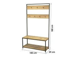 Cabideiro Rústico com Prateleiras para Sapatos - Coleção OAKLANDER 100x39xH180 cm*Meublorama New