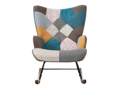 Cadeira de balanço com apoio para pés - 69,5 x 50 x 88,5 cm - Esponja + fibras de polipropileno - Multicolor^Merax Best