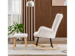 Cadeira de balanço confortável - 65 x 82 x 94 cm - com apoio de cabeça + apoio para os pés - madeira -*Merax Discount