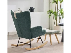 Cadeira de balanço de tecido bouclé com apoio para os pés e para a cabeça - 65,5 x 83 x 95 cm - Multicolorido^Merax New