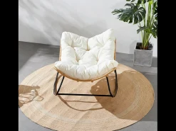 Cadeira de Balanço em Vime Natural com Almofada Bege - Confortável e Moderna*Concept-Usine