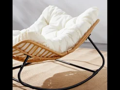 Cadeira de Balanço em Vime Natural com Almofada Bege - Confortável e Moderna*Concept-Usine