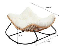 Cadeira de Balanço em Vime Natural com Almofada Bege - Confortável e Moderna*Concept-Usine