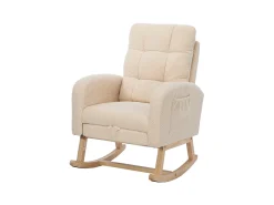 Cadeira de balanço Teddy Velvet com apoio para os pés e braços - 132 x 50 x 99 cm - Estrutura de madeira maciça -^Merax Clearance
