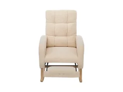 Cadeira de balanço Teddy Velvet com apoio para os pés e braços - 132 x 50 x 99 cm - Estrutura de madeira maciça -^Merax Clearance