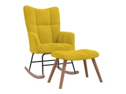 vidaxl Poltrona*Cadeira de baloiçar com banco veludo mostarda Amarelo