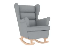 Best Cadeira de baloiço | Poltrona | Cadeira Relax com banco p/ pés tecido -claro SHL960428 Poltrona