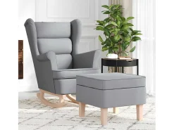 Best Cadeira de baloiço | Poltrona | Cadeira Relax com banco p/ pés tecido -claro SHL960428 Poltrona