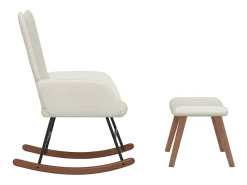 vidaxl Poltrona*Cadeira de baloiço com banco veludo nata Branco