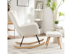 Cadeira de baloiço、Cadeira de baloiço em tecido turco francês - com almofada e apoio para os pés -^ModernLuxe Hot