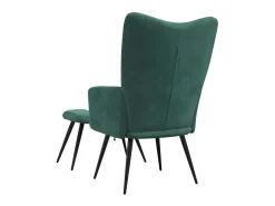 Best Cadeira de descanso com banco veludo verde-escuro Poltrona