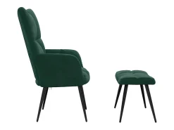 Best Cadeira de descanso com banco veludo verde-escuro Poltrona